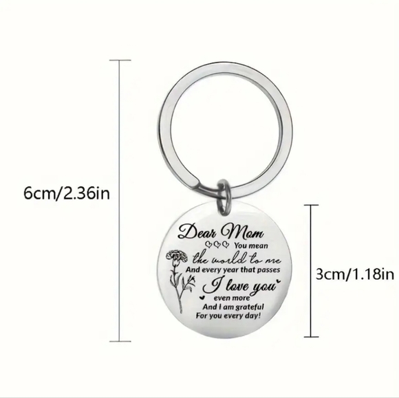 LOVE MOM Stainless Steel Silver Keychains Purse Charms - Picture 4 of 11